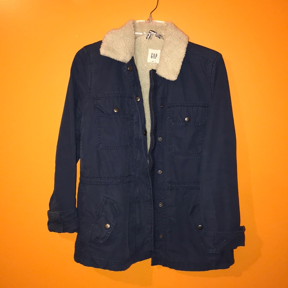 Gap Sherpa Lined Chore/Utility Jacket Navy XS